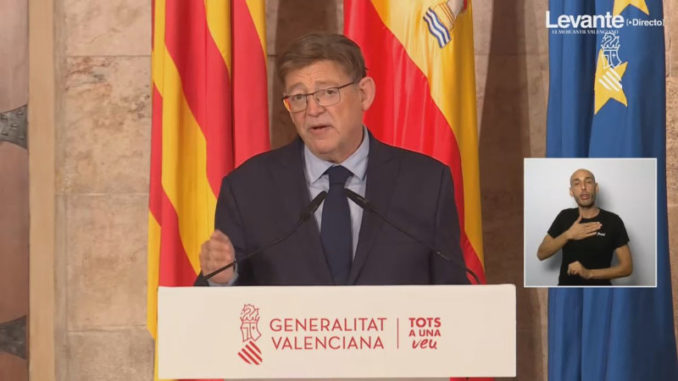 El president Ximo Puig durant la seua presentació.